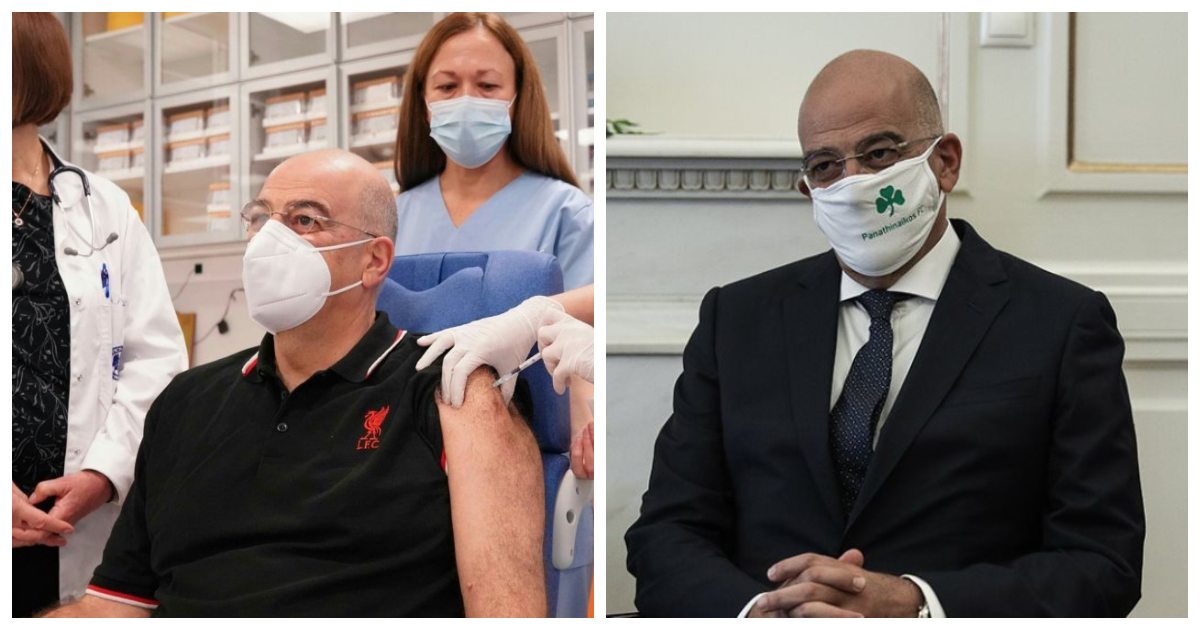 O Δένδιας υποστηρίζει ΠΑΟ στην Ελλάδα και Λίβερπουλ όταν δεν θέλει να αρρωστήσει – Εμβολιάστηκε φορώντας μπλουζάκι της