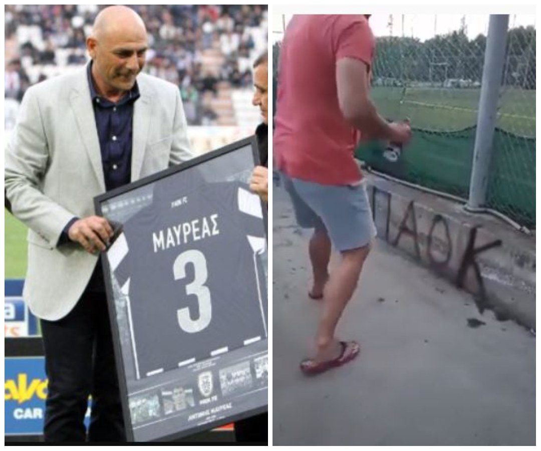 Πολύ χούλιγκαν παλαίμαχος του ΠΑΟΚ φτιάχνει γκραφιτι ενόψει τελικού φορώντας σαγιονάρα