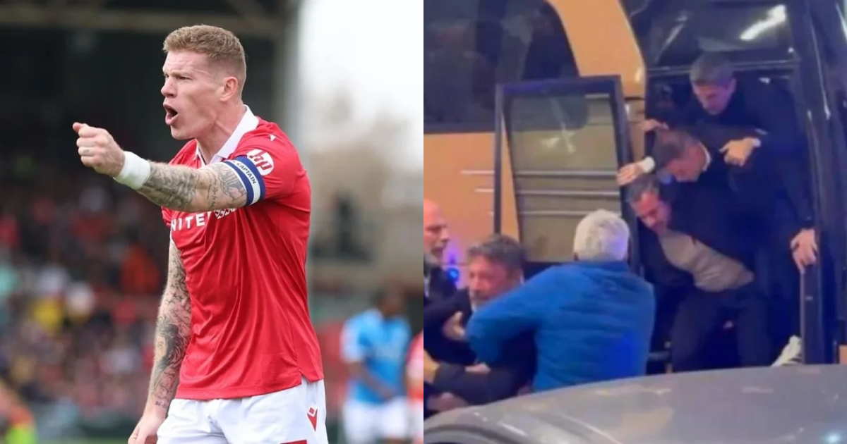 Τζέιμς Μακλέιν δίνει μπουκετίδι σε αντίπαλο οπαδό στο πάρκινγκ του γηπέδου